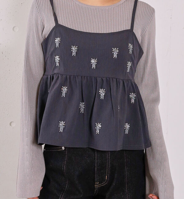 archives「ビーズ刺繍ペプラムビスチェ&times;リブニットプルオーバーＳＥＴ」|カーディガン|