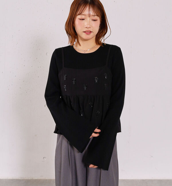 archives「ビーズ刺繍ペプラムビスチェ&times;リブニットプルオーバーＳＥＴ」|カーディガン|