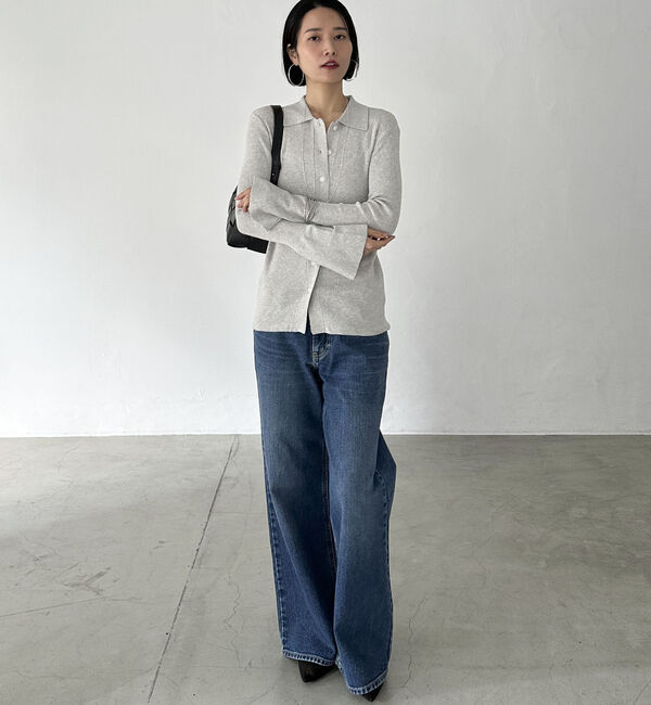 Doux archives「シルクミックス細見えリブニット」|カーディガン|