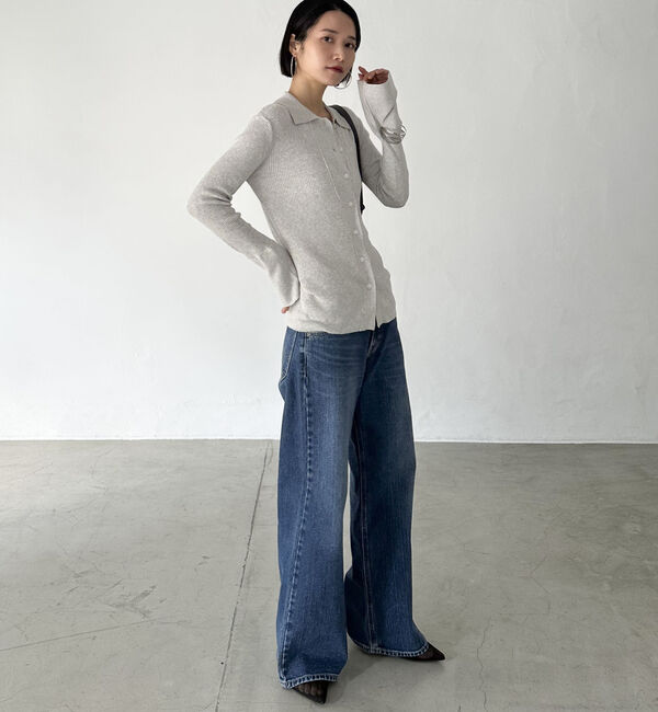 Doux archives「シルクミックス細見えリブニット」|カーディガン|