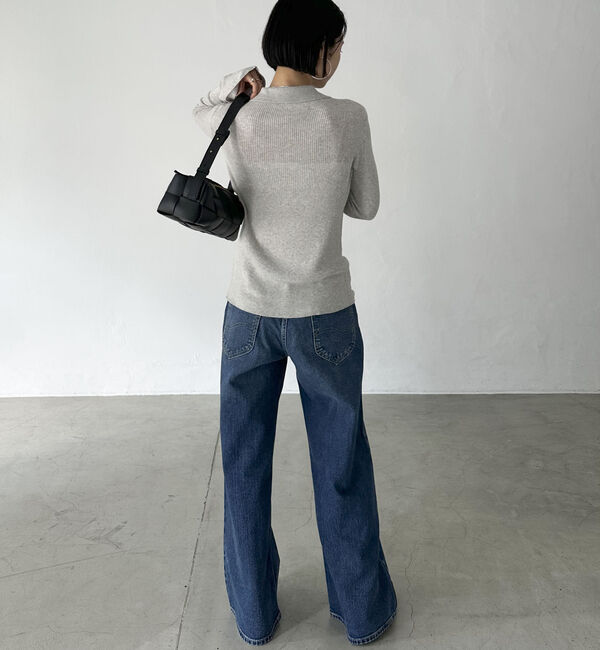 Doux archives「シルクミックス細見えリブニット」|カーディガン|