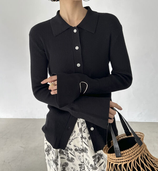 Doux archives「シルクミックス細見えリブニット」|カーディガン|