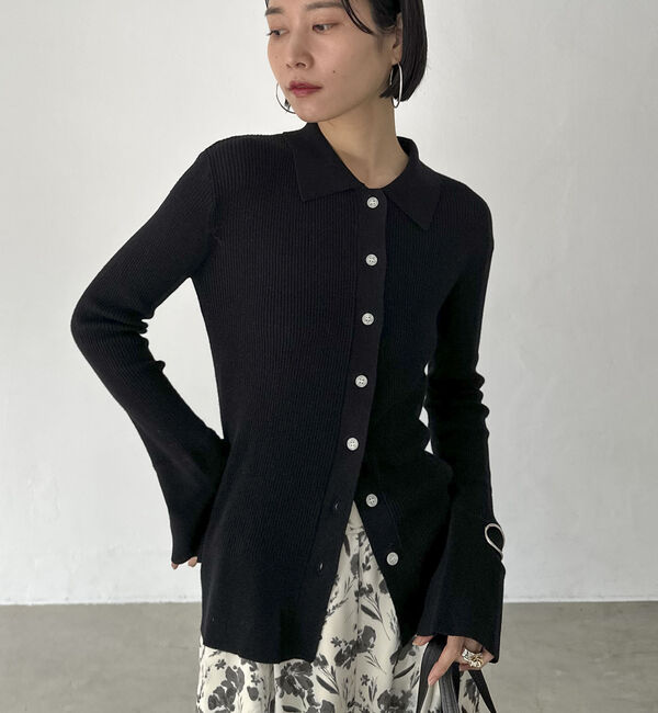 Doux archives「シルクミックス細見えリブニット」|カーディガン|