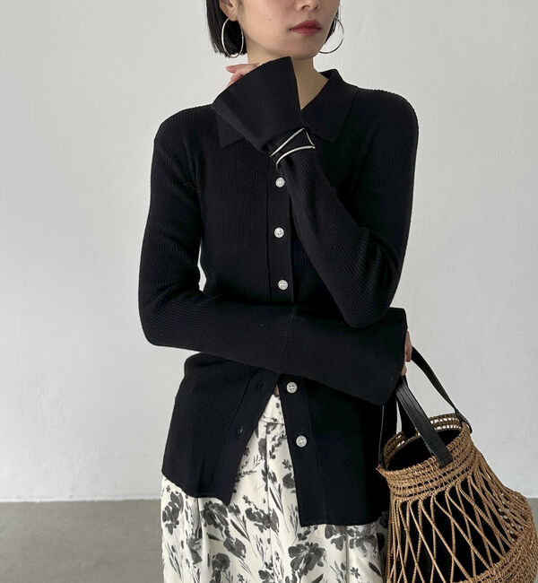 Doux archives「シルクミックス細見えリブニット」|カーディガン|