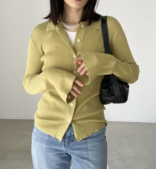 Doux archives「シルクミックス細見えリブニット」|カーディガン|