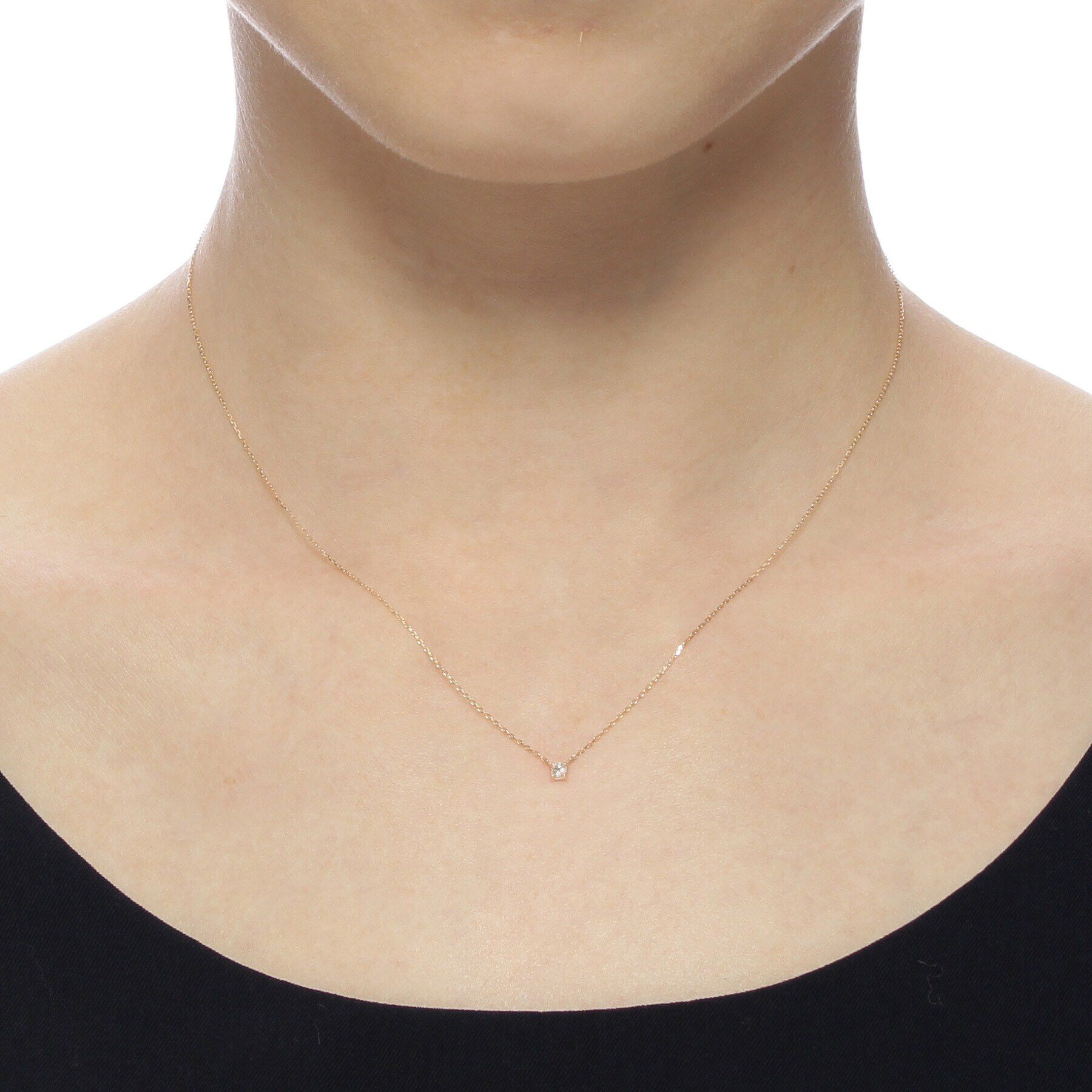 COCOSHNIK「K18ダイヤモンド爪留ネックレス小」|ネックレス|