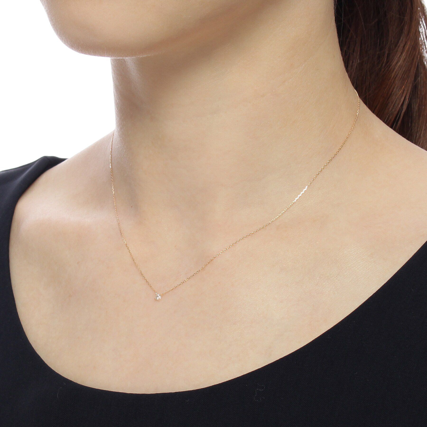 COCOSHNIK「K18ダイヤモンド爪留ネックレス小」|ネックレス|