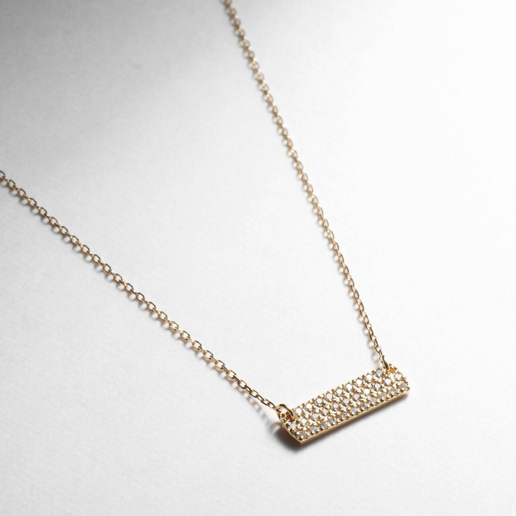 COCOSHNIK「K18ダイヤモンド ホリゾンタル タグネックレス」|ネックレス|