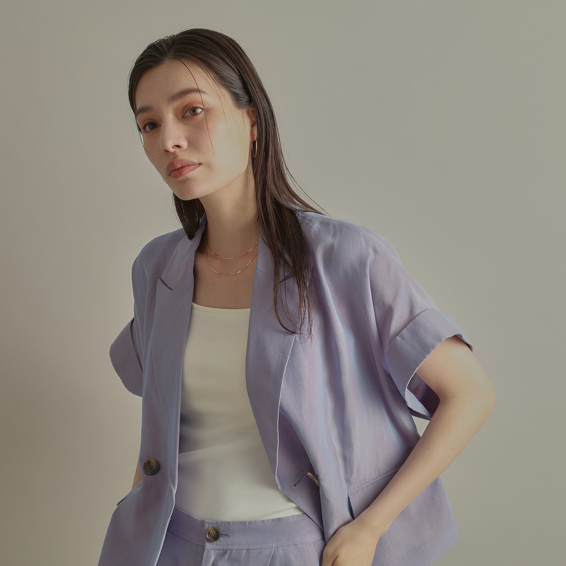 COCOSHNIK「K18フレスコフラットチェーン ネックレス細」|ネックレス|