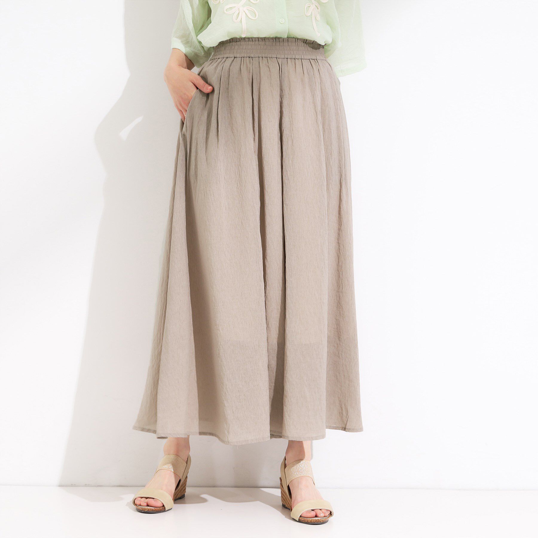 SHOO･LA･RUE「【S-LL/裏地ひんやり】エアリーで涼やか 大人のシアースカーチョ」|その他|