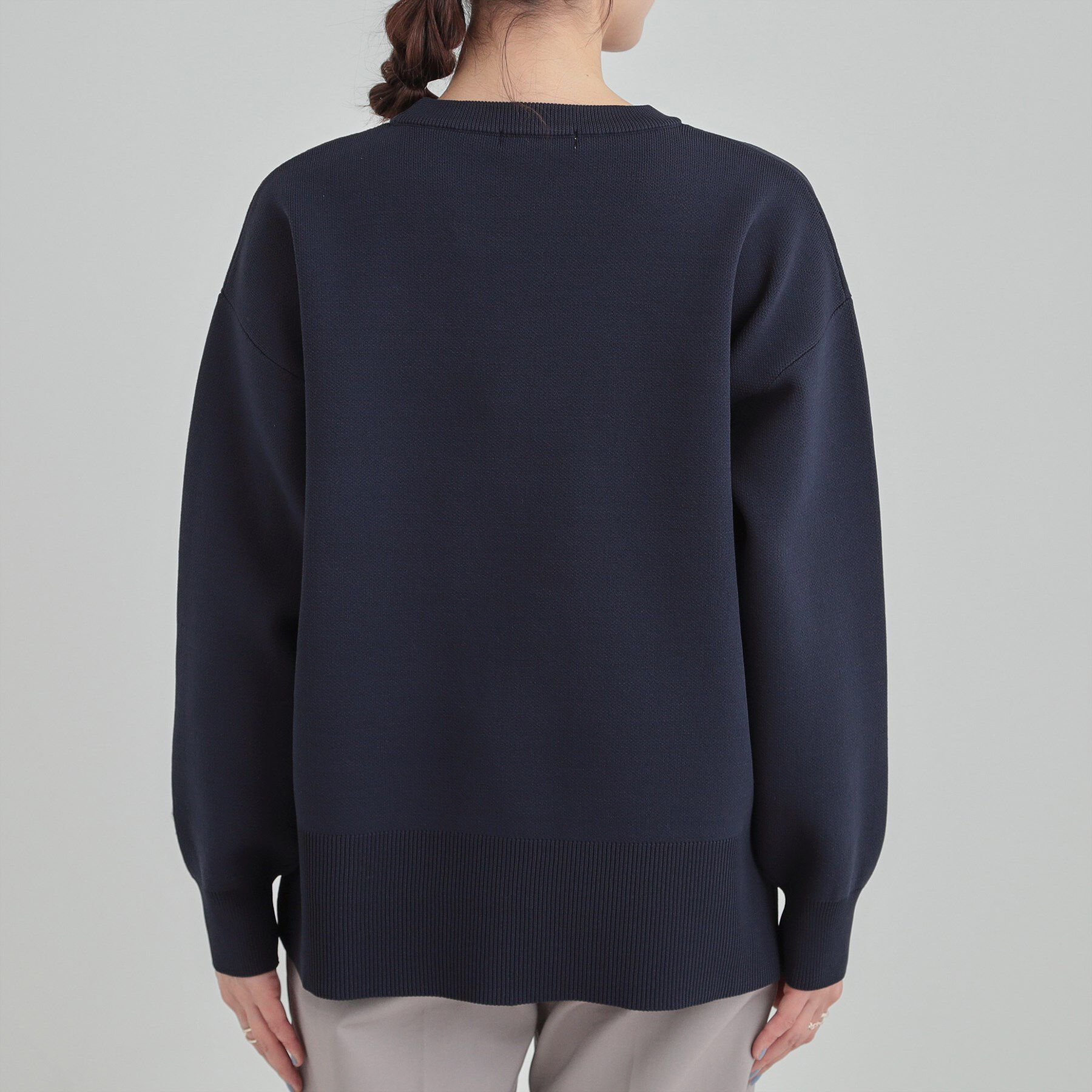 SHOO･LA･RUE「【洗濯機可/S-LL】さらに軽くなった スポンディッシュ裾フェイクトップス」|ニット・セーター|