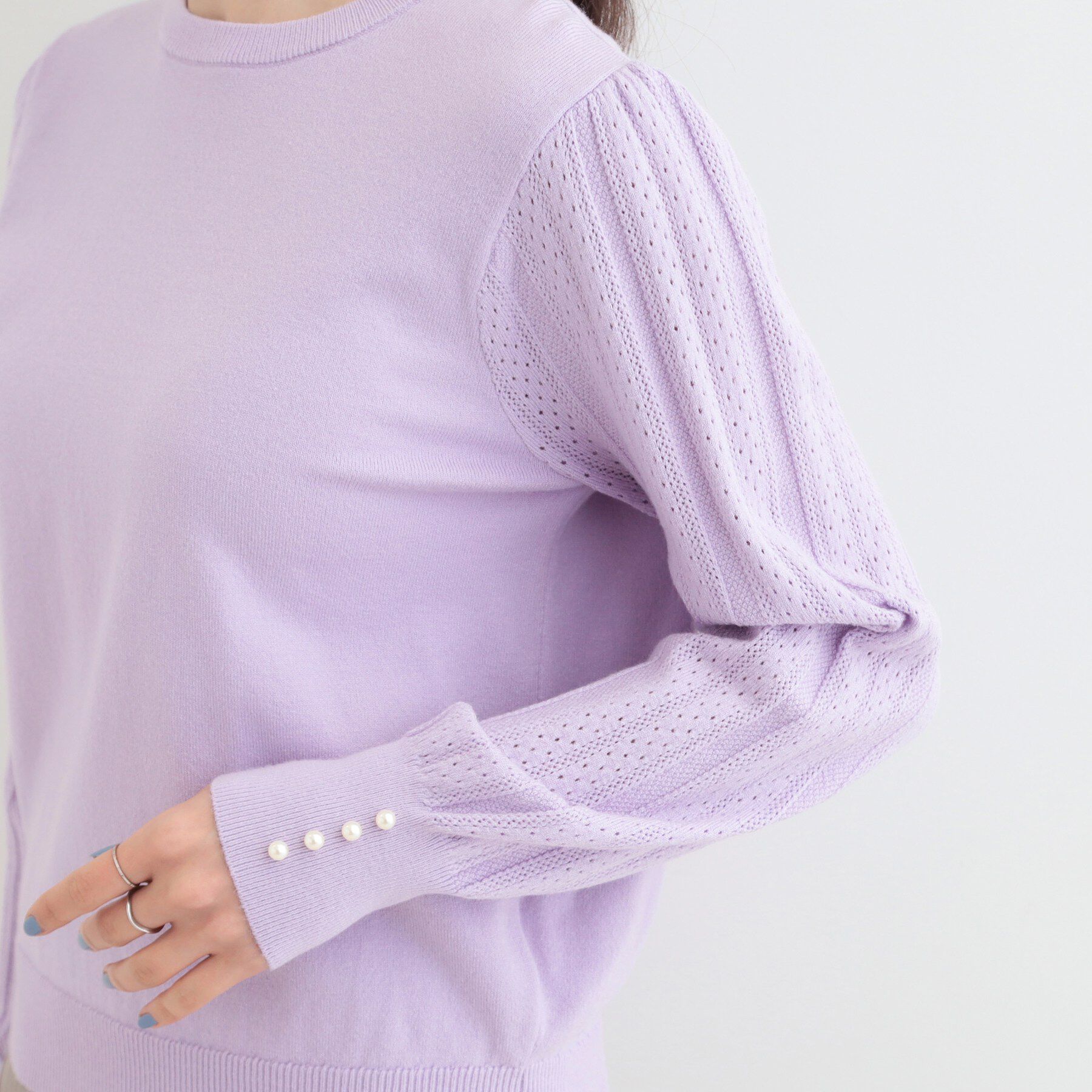 SHOO･LA･RUE「コンパクト見えが大人かわいい お袖編み柄ニット」|ニット・セーター|