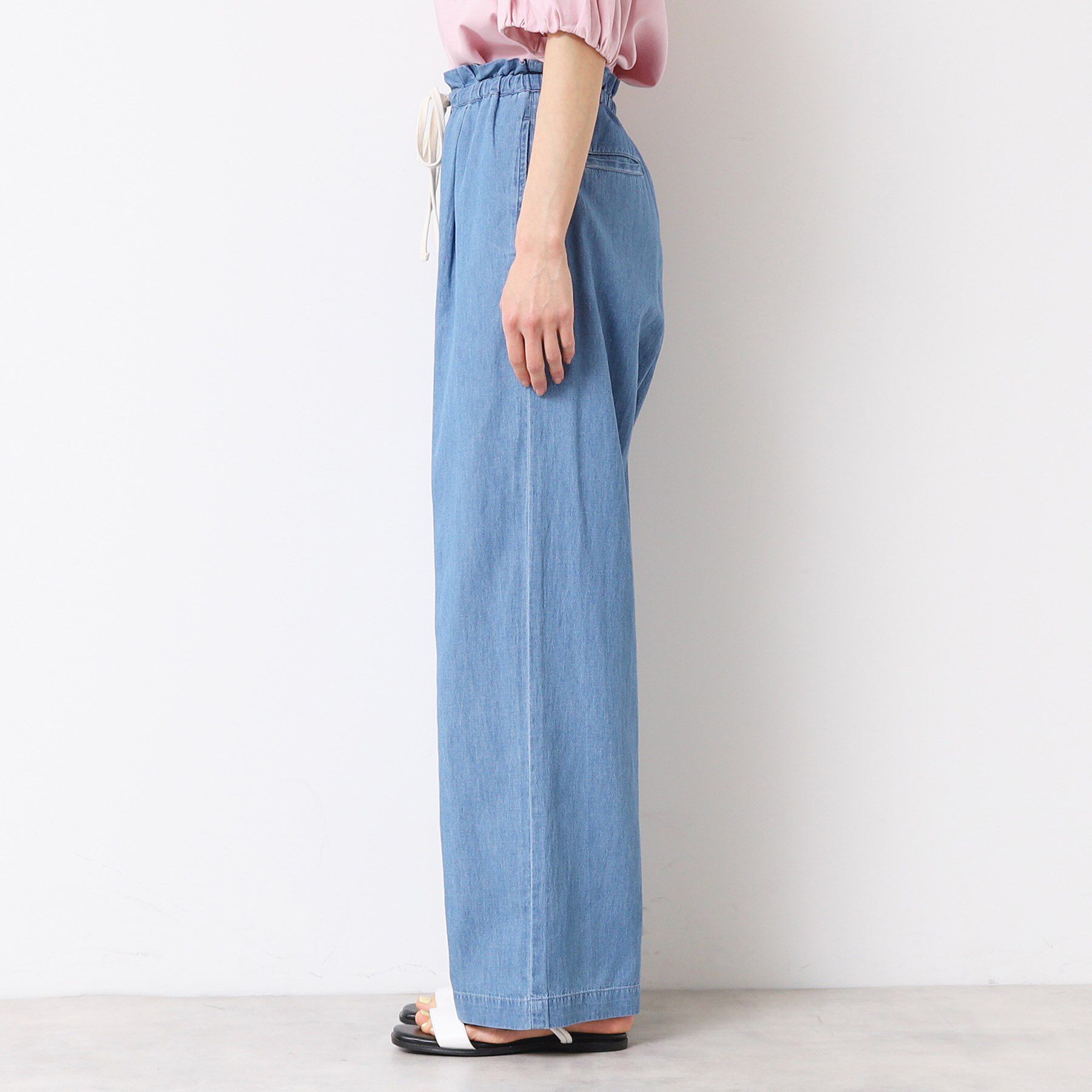 Dessin「【ウエストゴム・洗える】リネンブレンドデニム調イージーパンツ（XS～L）」|その他|