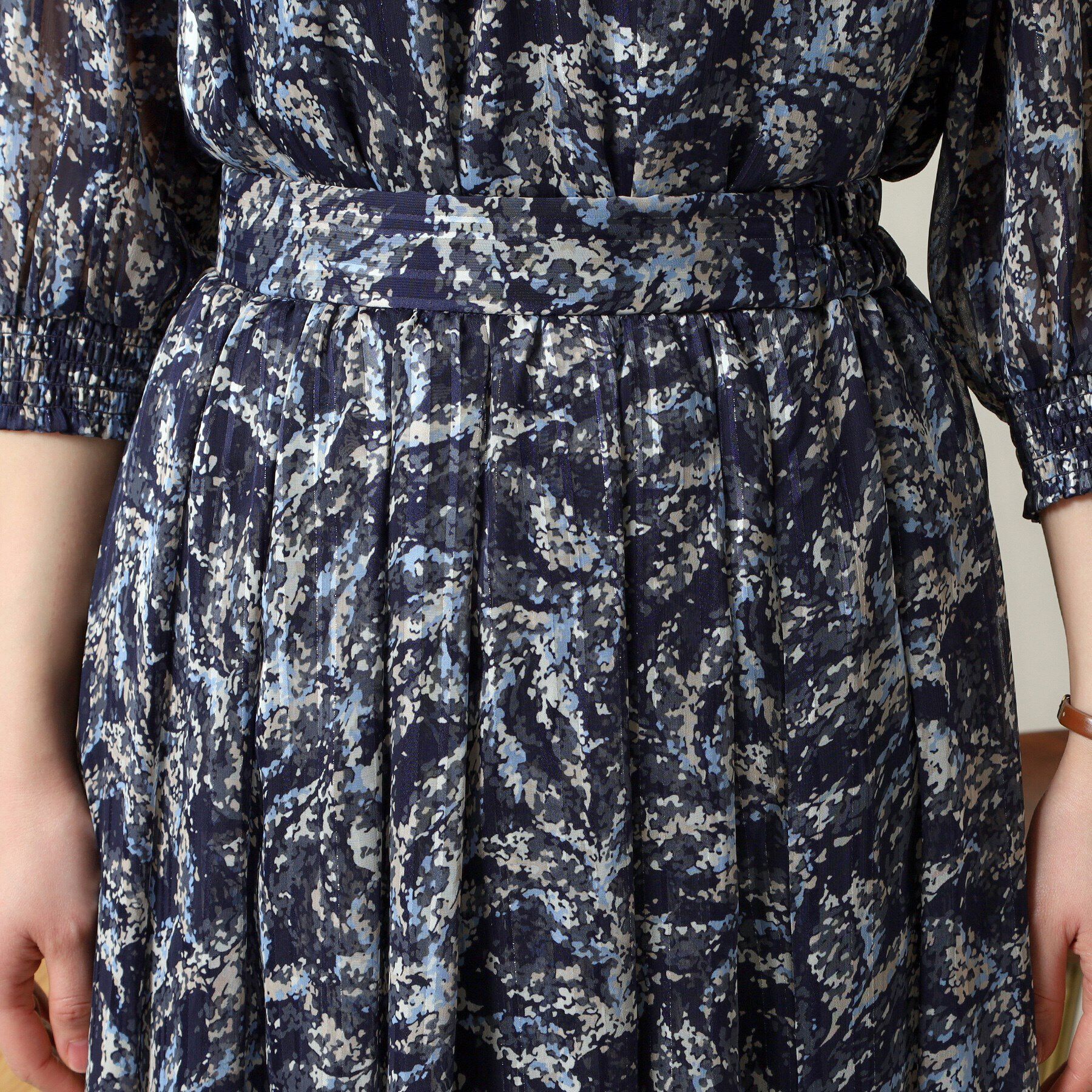 ITS&rsquo;DEMO「【ウエストゴム／手洗い可／セットアップ可】ラメストライプ花柄スカート」|スカート|