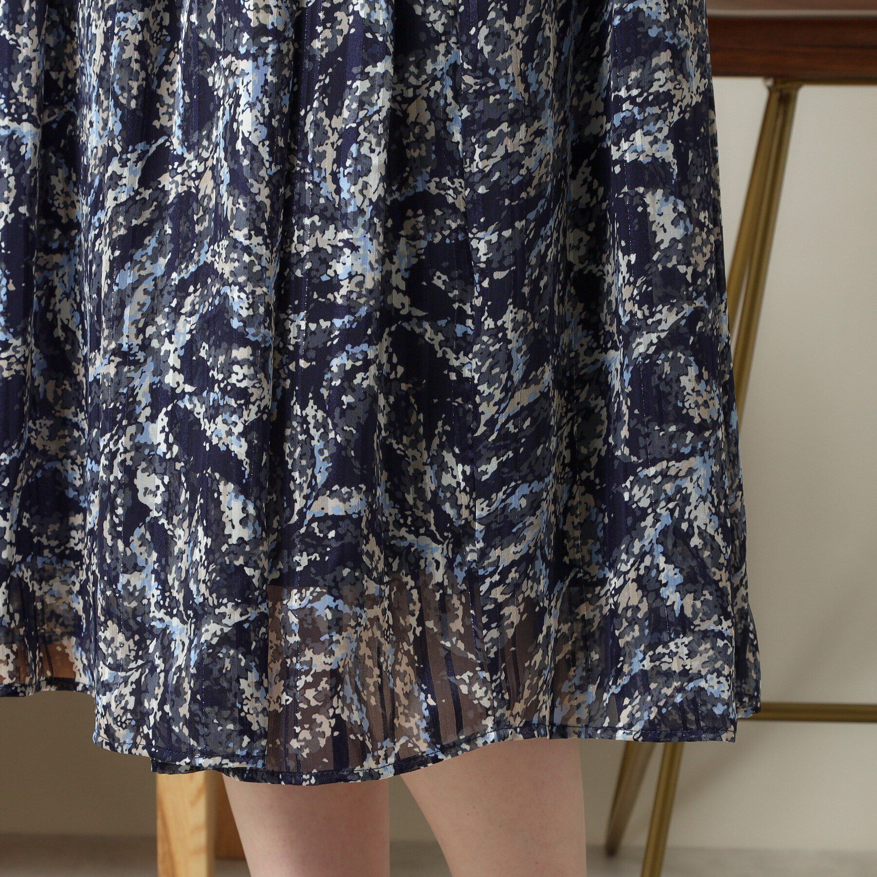 ITS&rsquo;DEMO「【ウエストゴム／手洗い可／セットアップ可】ラメストライプ花柄スカート」|スカート|