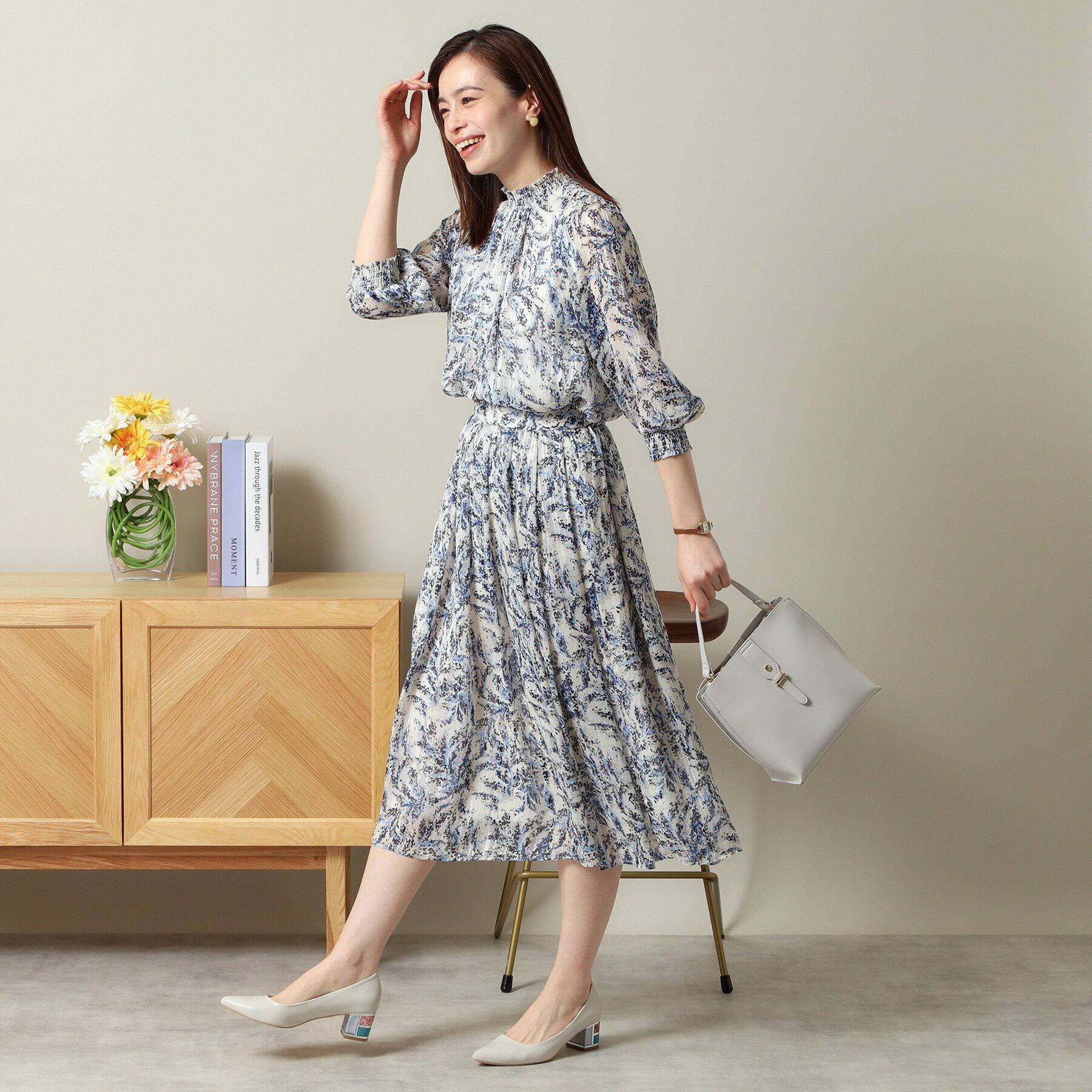 ITS&rsquo;DEMO「【ウエストゴム／手洗い可／セットアップ可】ラメストライプ花柄スカート」|スカート|