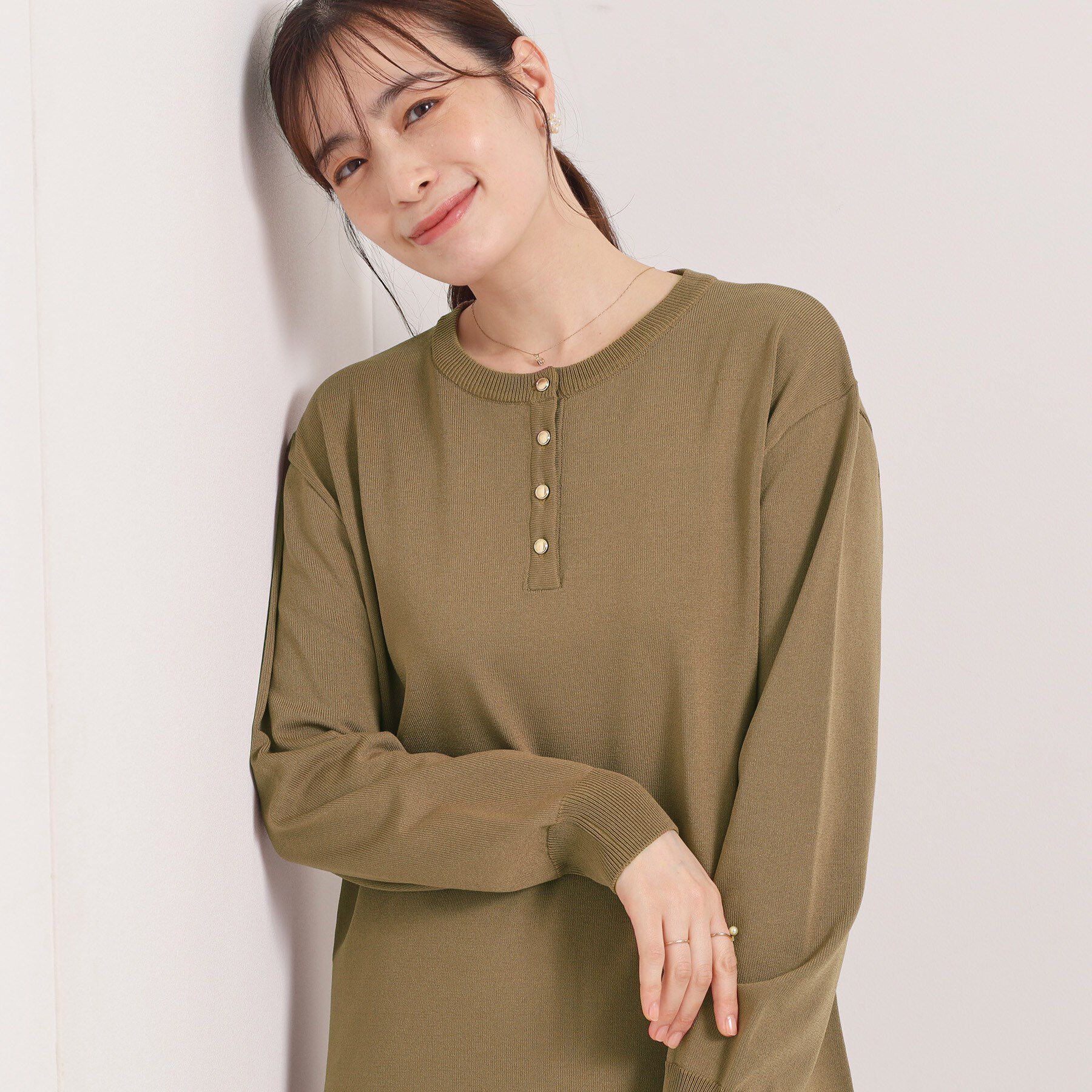 ITS&rsquo;DEMO「【縮みに強い／洗濯機OK】ヘンリーネックニットワンピース」|ワンピース|