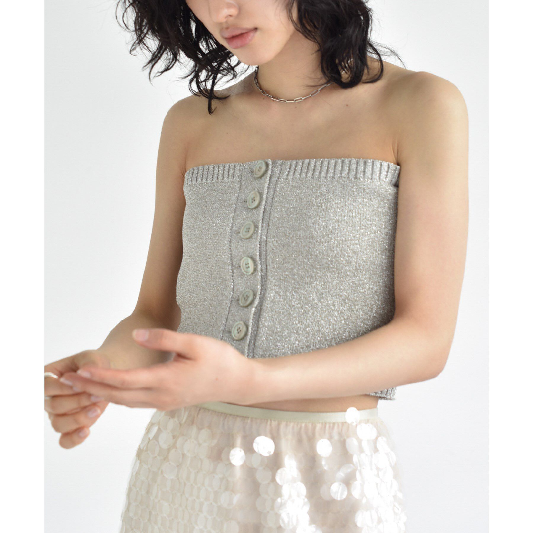 CODE A「lame knit bustier」|ニット・セーター|