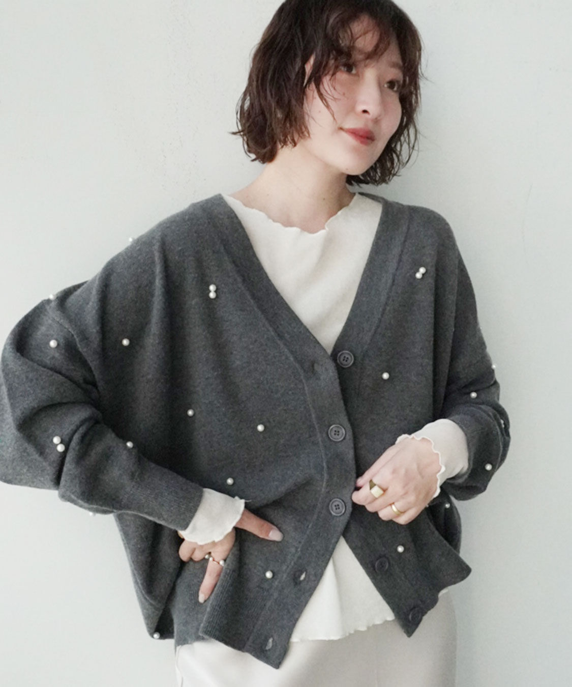 COCO DEAL「パールニットカーディガン」|ニット・セーター|