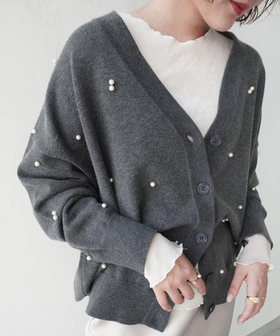 COCO DEAL「パールニットカーディガン」|ニット・セーター|