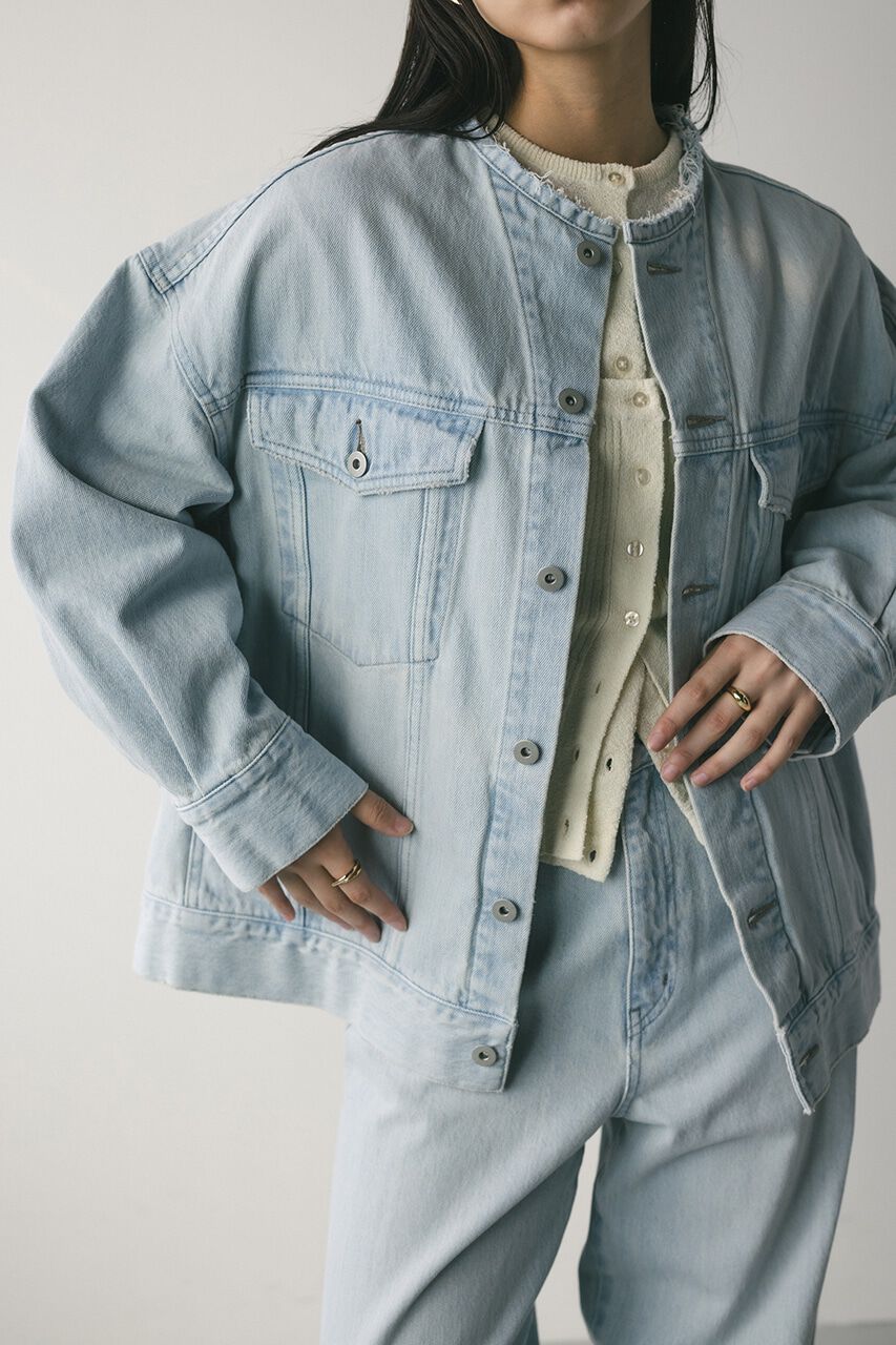 STYLEMIXER「ノーカラーデニムジャケット」|デニムジャケット|