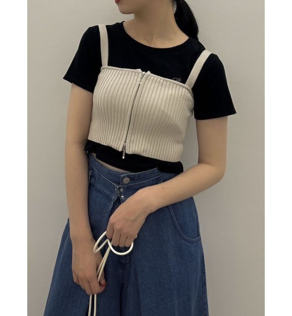 dazzlin「ダブルジップリブニットビスチェ」|ニット・セーター|