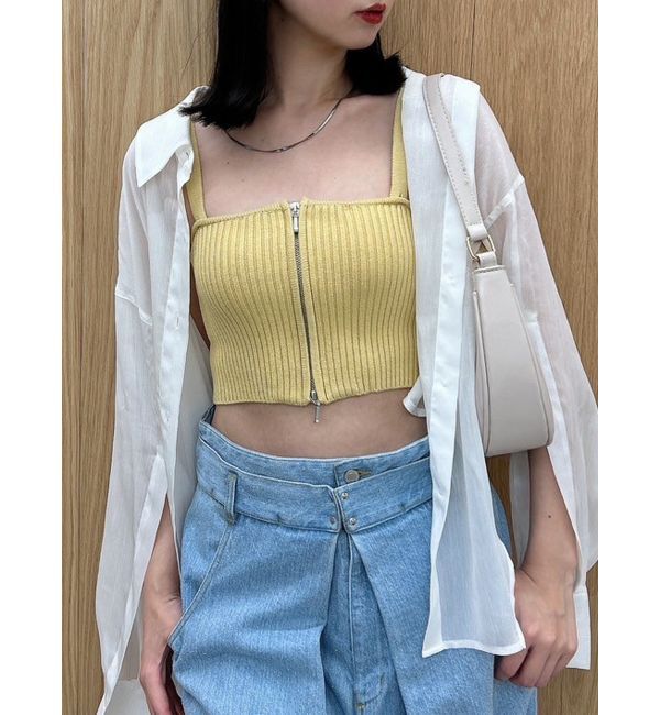 dazzlin「ダブルジップリブニットビスチェ」|ニット・セーター|イエロー