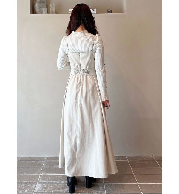 MERCURYDUO「フェイクレザービスチェドッキングキャミワンピース」|ワンピース|