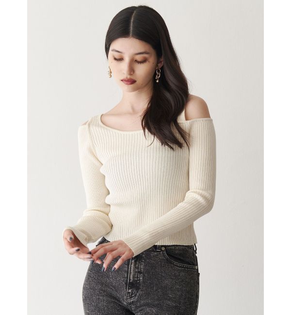 MURUA「ショルダーカットレイヤードライクリブニット」|ニット・セーター|
