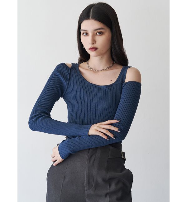 MURUA「ショルダーカットレイヤードライクリブニット」|ニット・セーター|