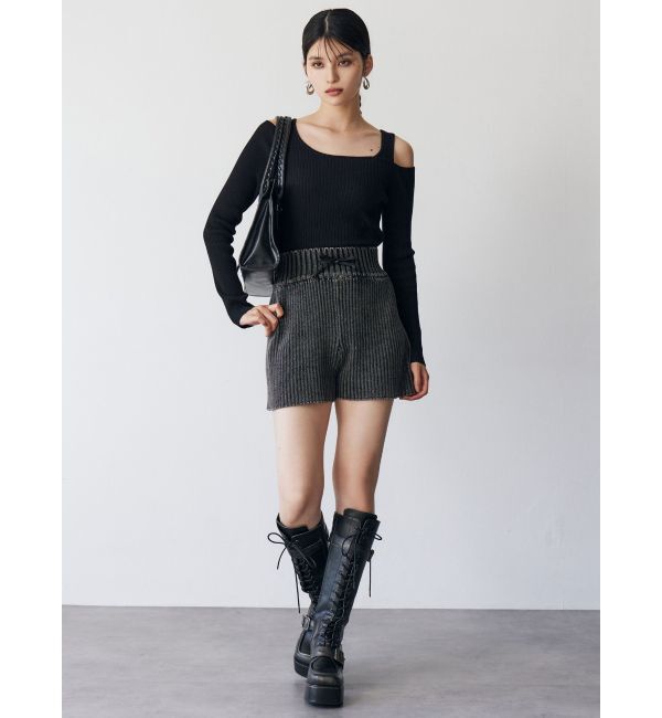 MURUA「ショルダーカットレイヤードライクリブニット」|ニット・セーター|