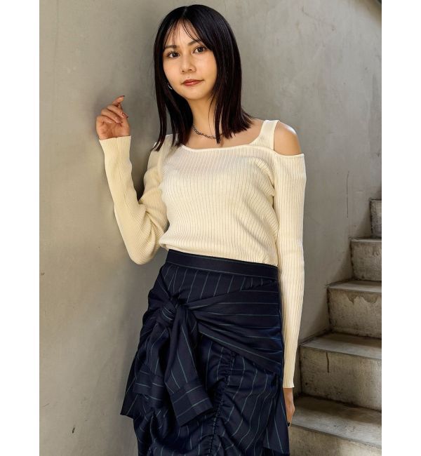 MURUA「ショルダーカットレイヤードライクリブニット」|ニット・セーター|