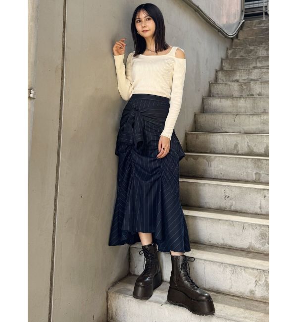 MURUA「ショルダーカットレイヤードライクリブニット」|ニット・セーター|