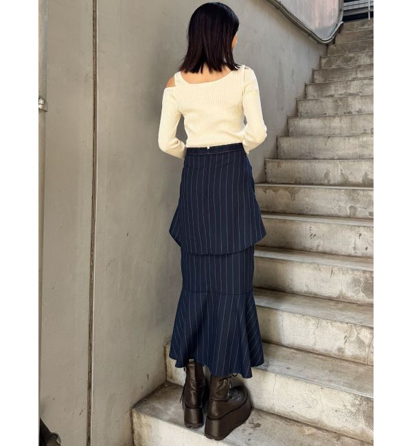 MURUA「ショルダーカットレイヤードライクリブニット」|ニット・セーター|