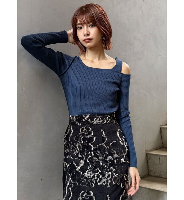 MURUA「ショルダーカットレイヤードライクリブニット」|ニット・セーター|