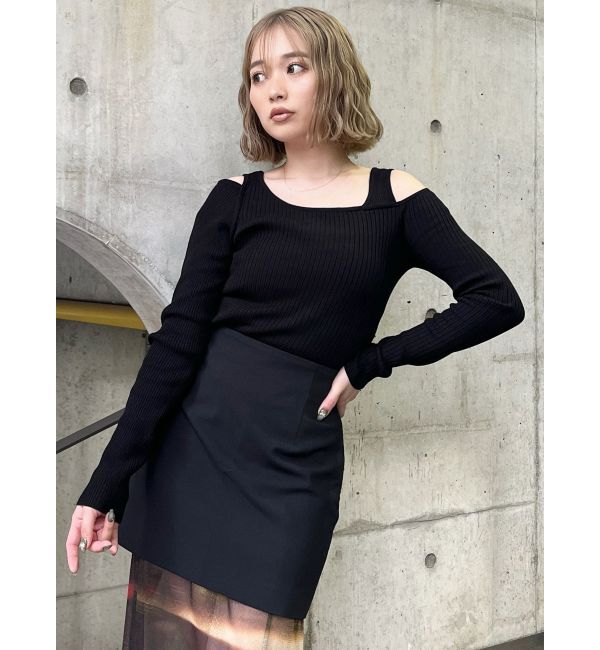 MURUA「ショルダーカットレイヤードライクリブニット」|ニット・セーター|