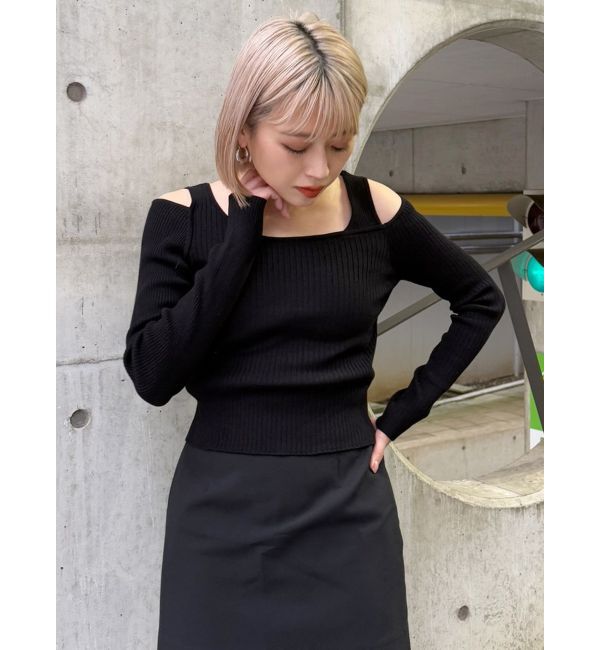 MURUA「ショルダーカットレイヤードライクリブニット」|ニット・セーター|