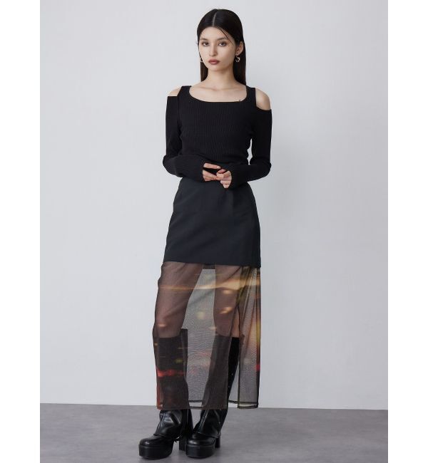 MURUA「ショルダーカットレイヤードライクリブニット」|ニット・セーター|