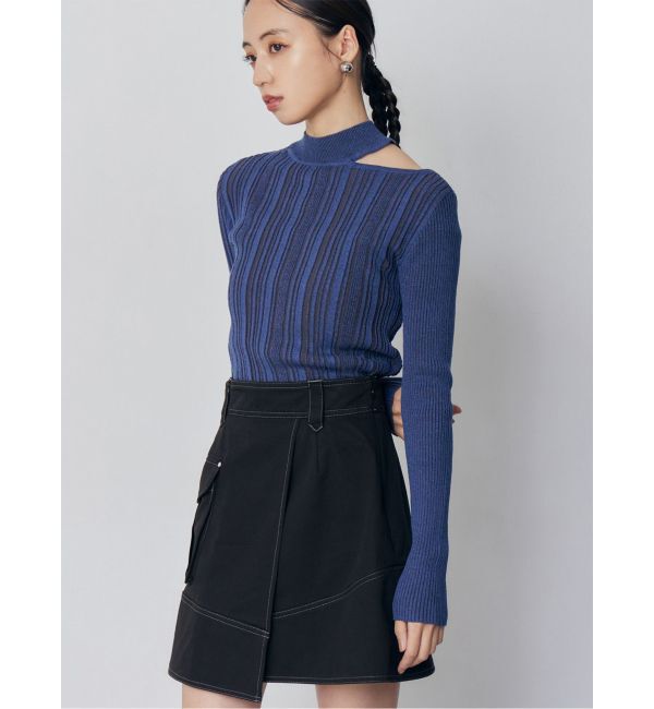 MURUA「チョーカーランダムリブニット」|ニット・セーター|ブルー