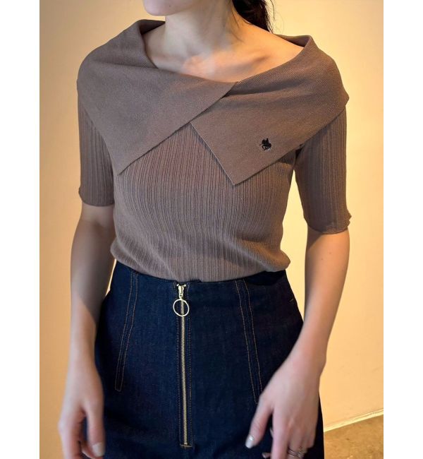 LAGUNAMOON「【POLO BCSコラボ】アシメカラーネックリブニットプルオーバー」|ニット・セーター|ベージュ