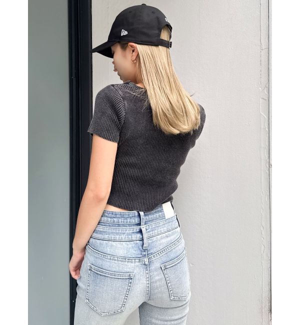 GYDA「ハーフスリーブブリーチWファスナーリブニットトップス」|ニット・セーター|