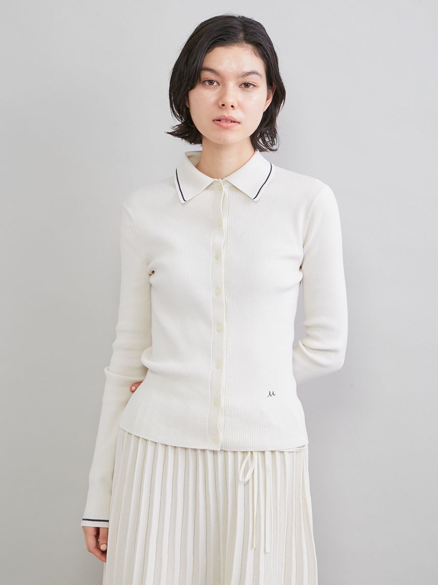 Mila Owen「ポロ衿リブニットカーディガン」|カーディガン|IVR