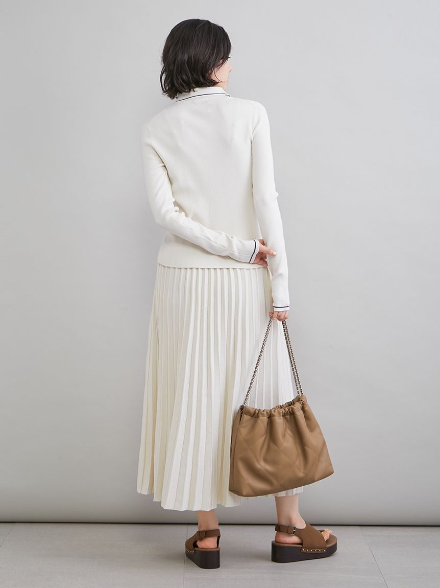 Mila Owen「ポロ衿リブニットカーディガン」|カーディガン|