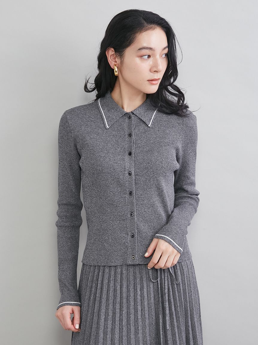 Mila Owen「ポロ衿リブニットカーディガン」|カーディガン|