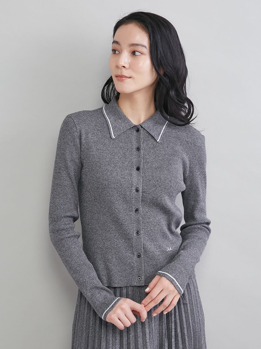 Mila Owen「ポロ衿リブニットカーディガン」|カーディガン|