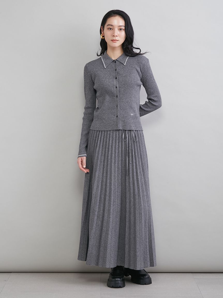 Mila Owen「ポロ衿リブニットカーディガン」|カーディガン|