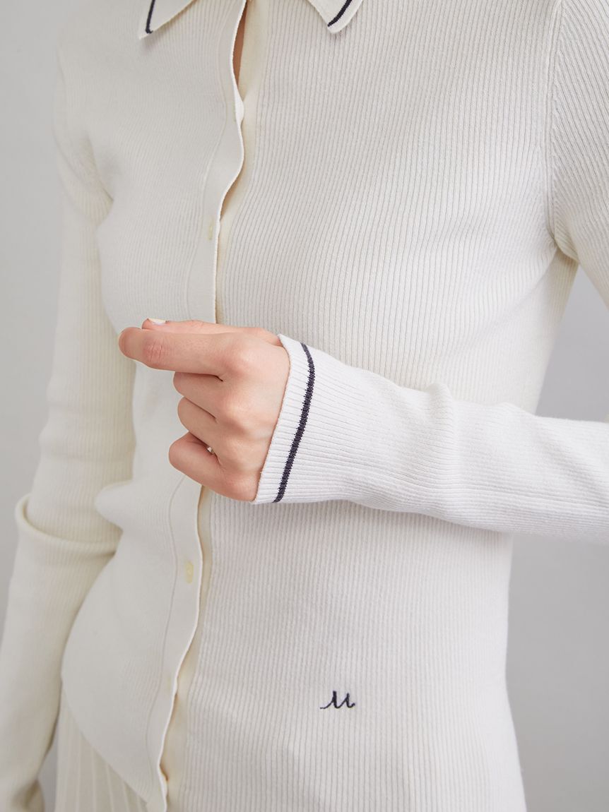 Mila Owen「ポロ衿リブニットカーディガン」|カーディガン|