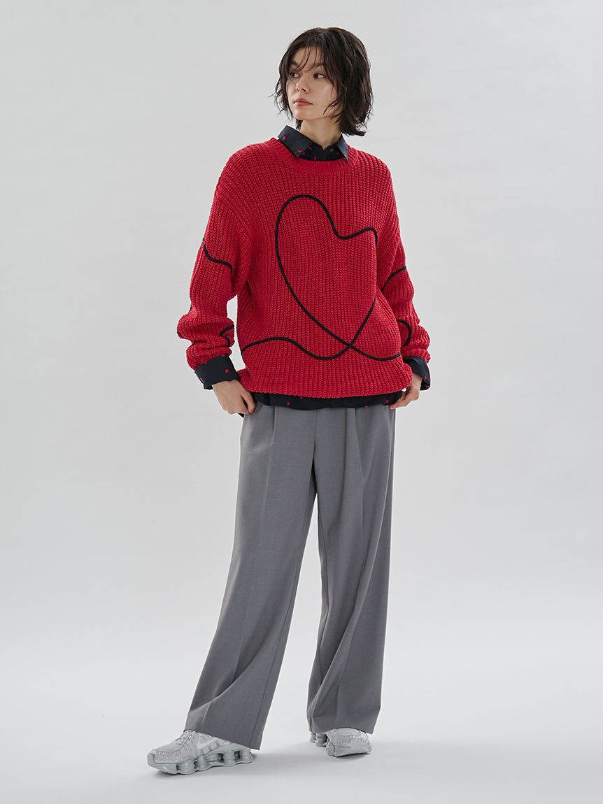 emmi atelier「【HEART】 ハート刺繍ベーシックシャツ」|シャツ・ブラウス|