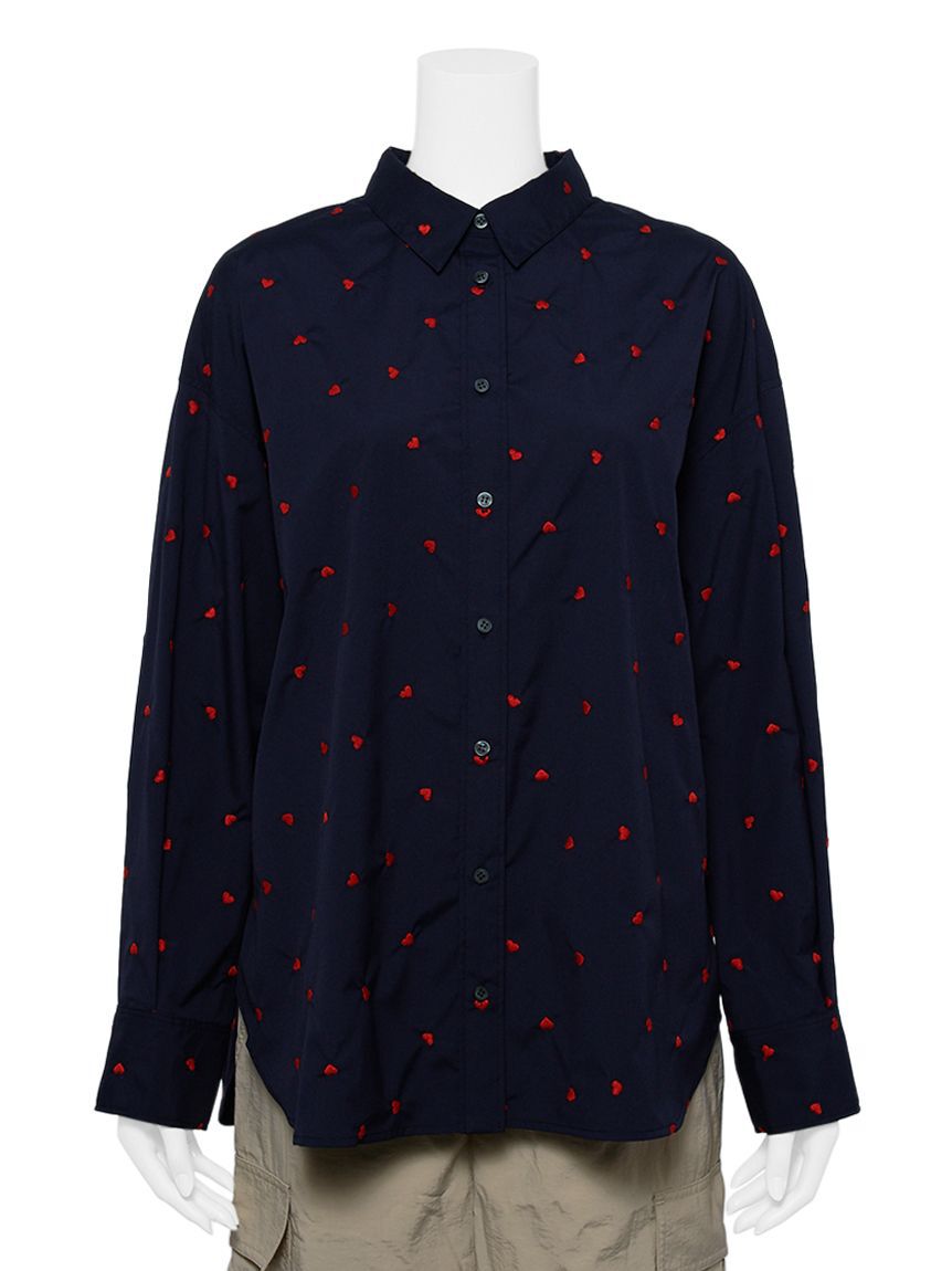 emmi atelier「【HEART】 ハート刺繍ベーシックシャツ」|シャツ・ブラウス|