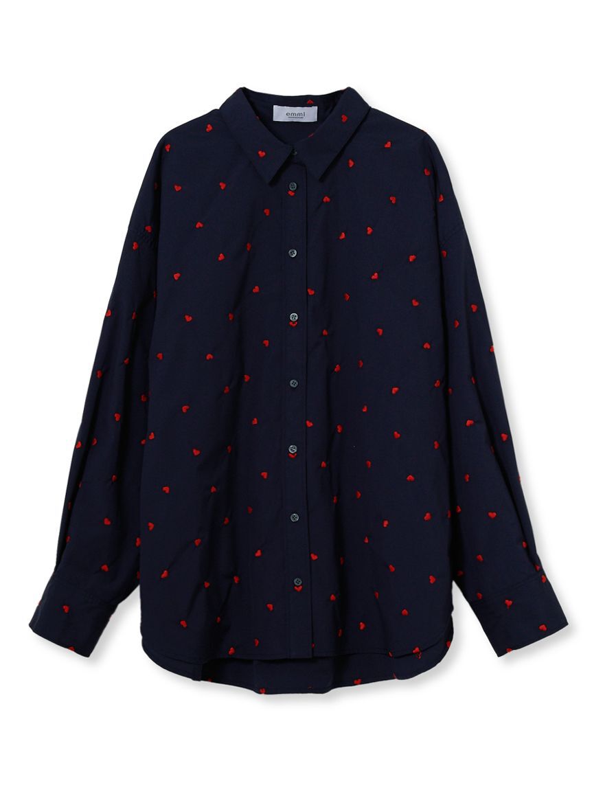 emmi atelier「【HEART】 ハート刺繍ベーシックシャツ」|シャツ・ブラウス|
